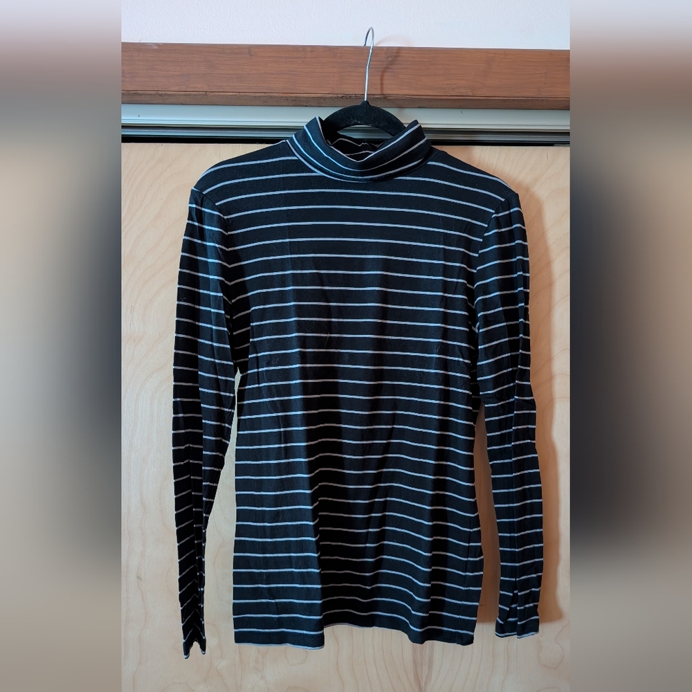 Merona Black and Gray Striped Turtleneck